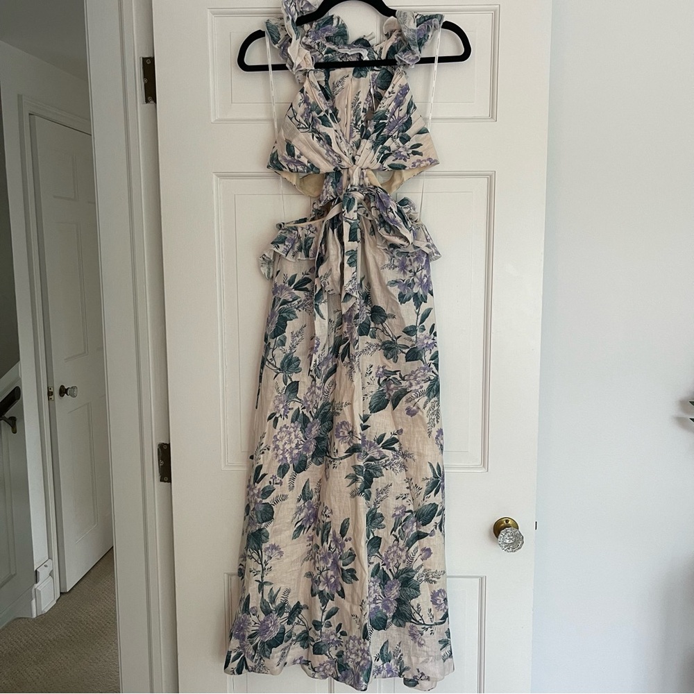 Zimmermann Linen Long Hydrangea Print Dress | 2